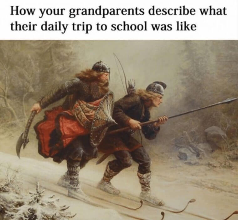 Everyone's Grandparents' Daily Trip to School